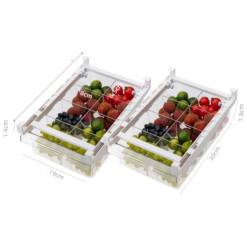 Adjustable Kitchen Refrigerator Storage Rack Pull-Out Drawer Organizer