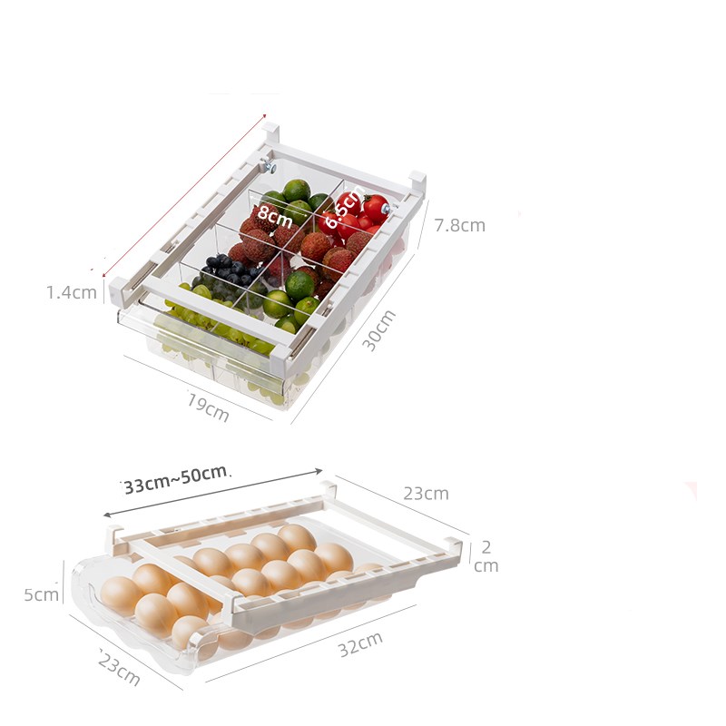 Adjustable Kitchen Refrigerator Storage Rack Pull-Out Drawer Organizer