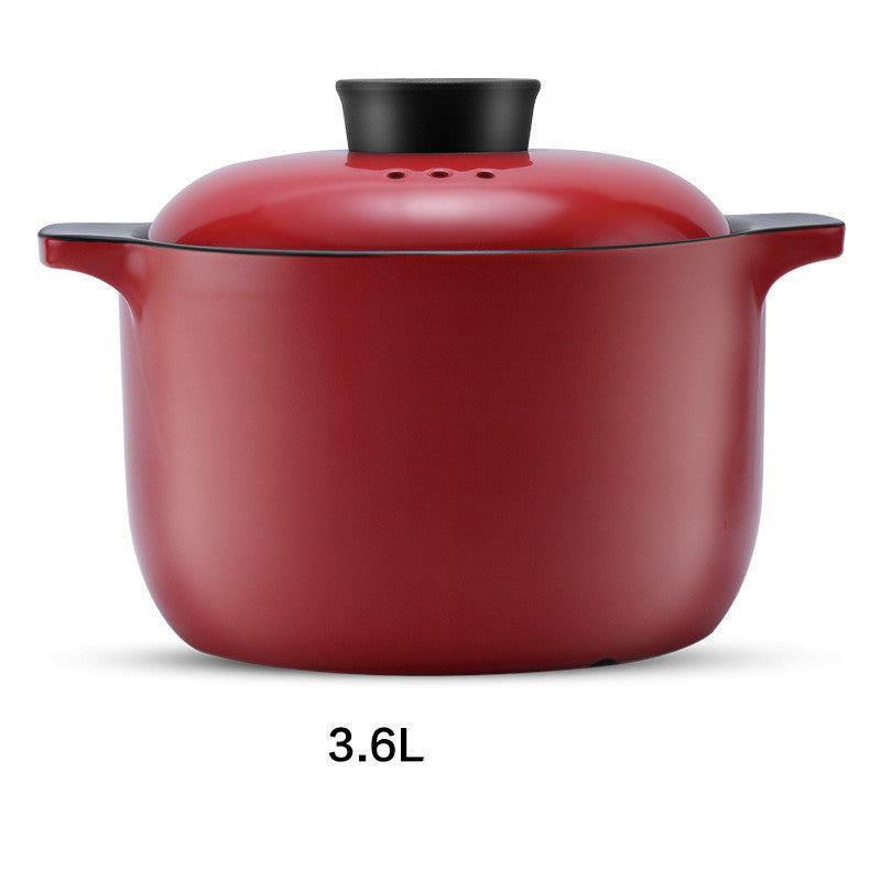 Red Ceramic Stock Pot Household Multi-Purpose Casserole