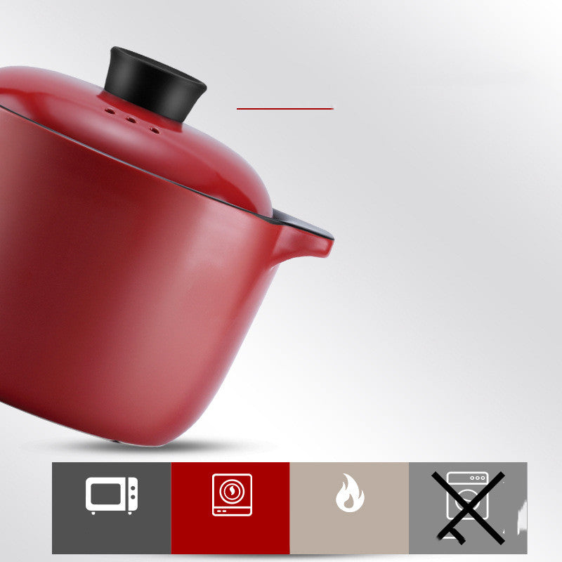 Red Ceramic Stock Pot Household Multi-Purpose Casserole