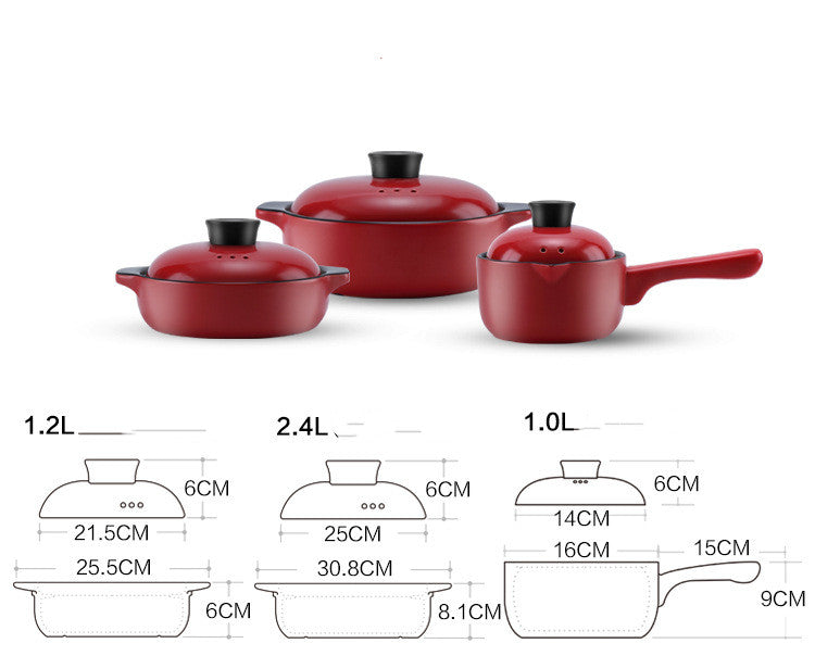 Red Ceramic Stock Pot Household Multi-Purpose Casserole