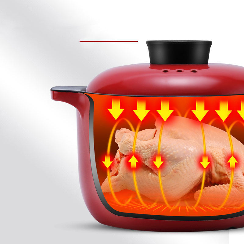 Red Ceramic Stock Pot Household Multi-Purpose Casserole
