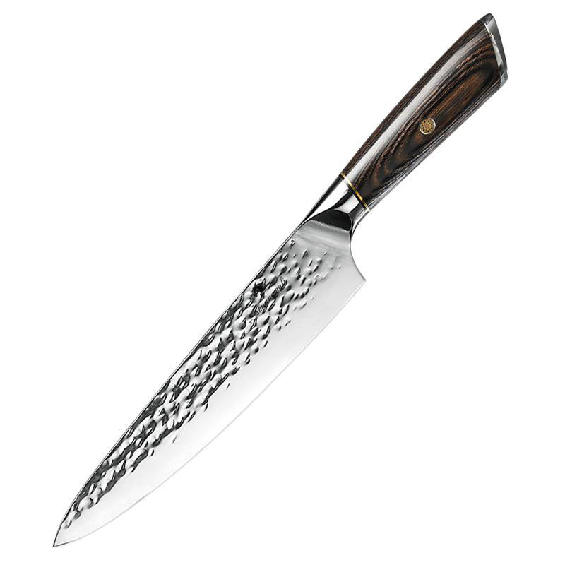 8-Inch Chef Knife Wooden Handle Hammered Stainless Steel Kitchen Knife