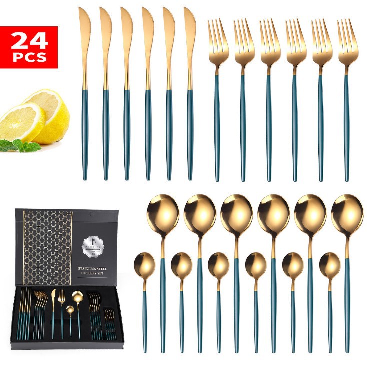 24-Piece Luxury Stainless Steel Cutlery Set