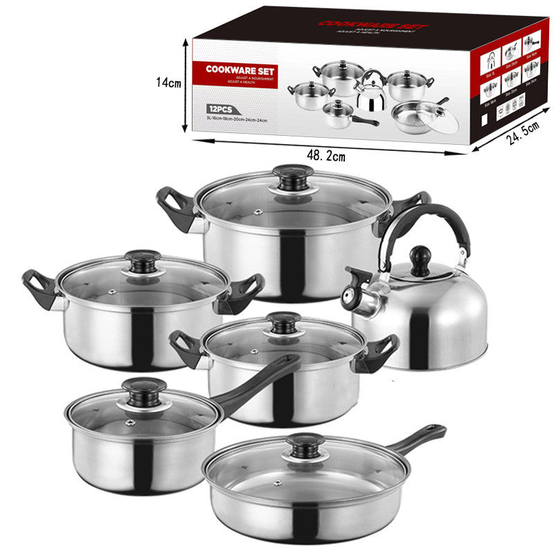 Stainless Steel Pot Set With Milk Pot Soup Pot And Frying Pan