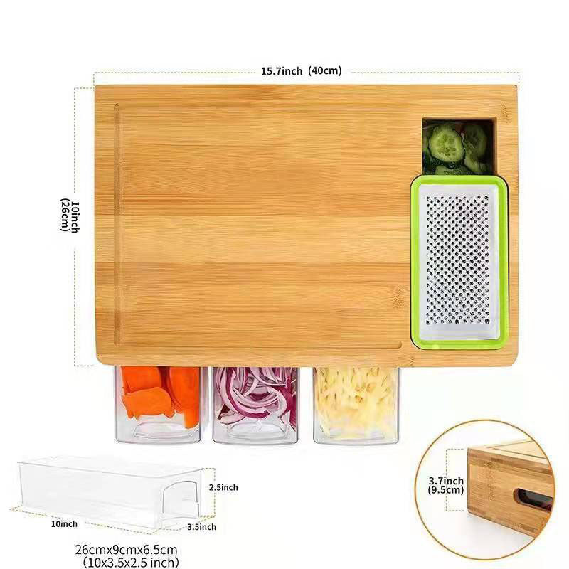 Bamboo Multi-Functional Cutting Board With Storage Box