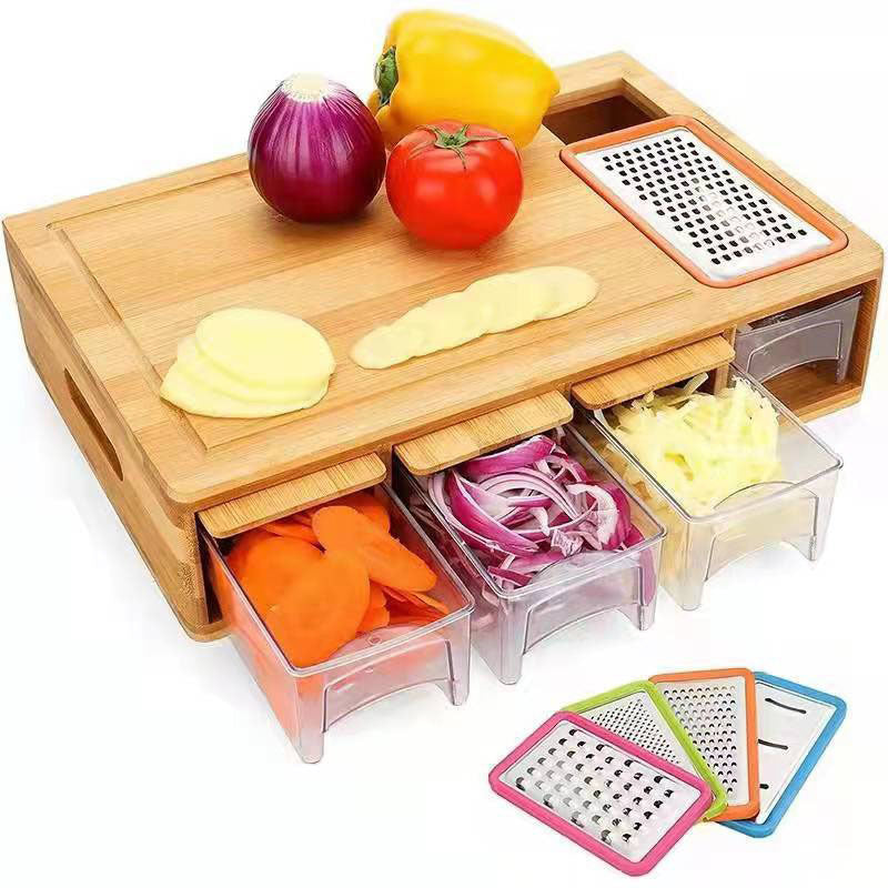 Bamboo Multi-Functional Cutting Board With Storage Box