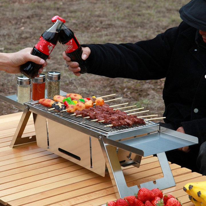 Thickened Foldable Stainless Steel Outdoor Barbecue Grill