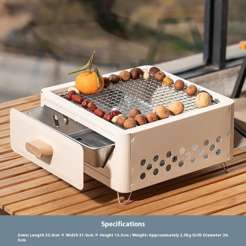 Square Outdoor Charcoal Barbecue Grill Oven