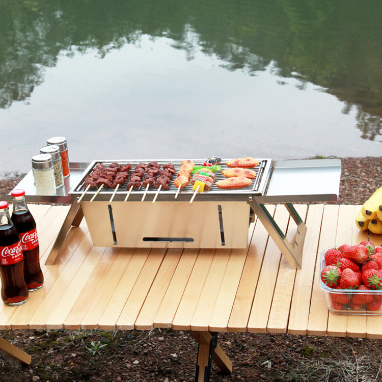 Thickened Foldable Stainless Steel Outdoor Barbecue Grill