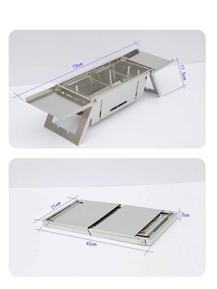 Thickened Foldable Stainless Steel Outdoor Barbecue Grill