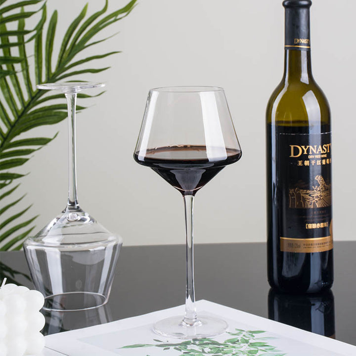 Crystal Burgundy Wine Glass With Golden Trim