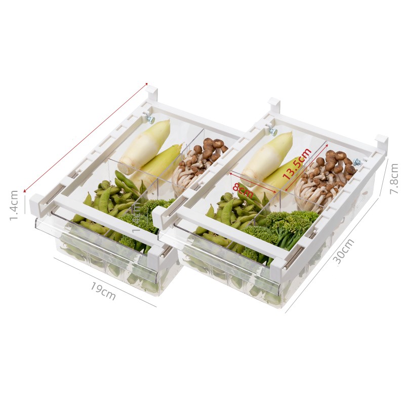 Adjustable Kitchen Refrigerator Storage Rack Pull-Out Drawer Organizer