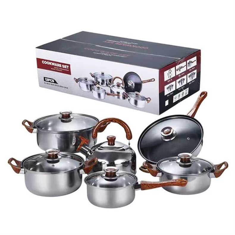 Stainless Steel Pot Set With Milk Pot Soup Pot And Frying Pan
