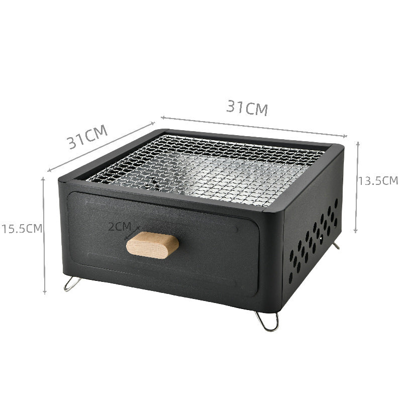 Square Outdoor Charcoal Barbecue Grill Oven
