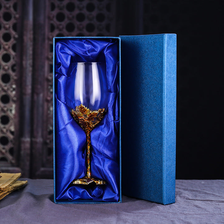 Enamel Wine Glass And Crystal Decanter Set