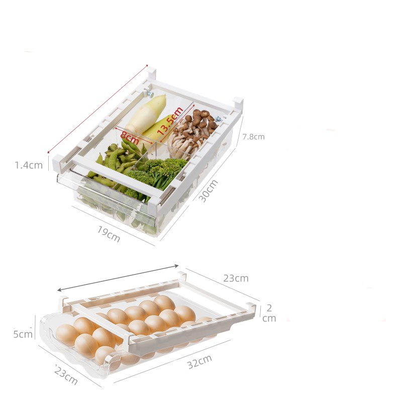 Adjustable Kitchen Refrigerator Storage Rack Pull-Out Drawer Organizer