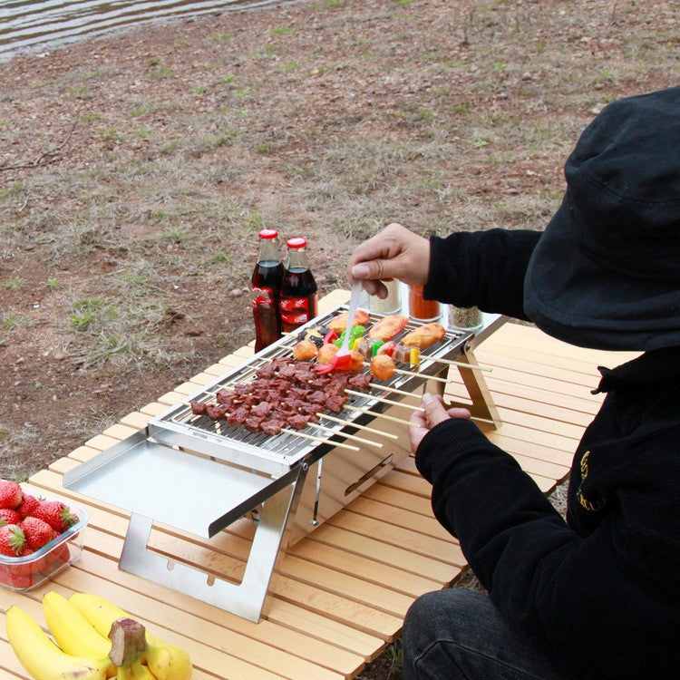 Thickened Foldable Stainless Steel Outdoor Barbecue Grill