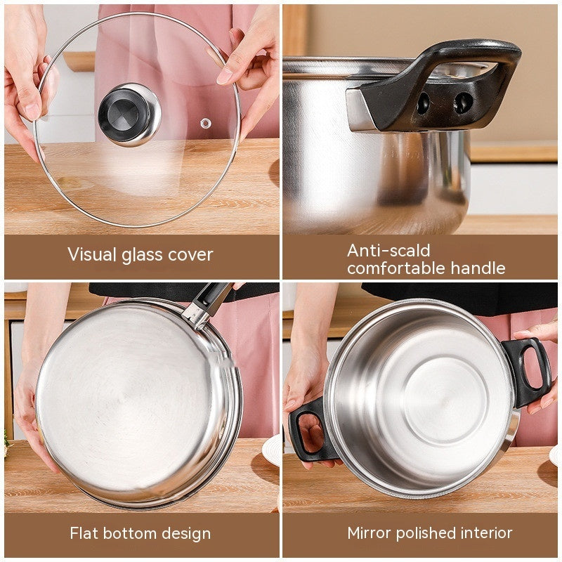 Stainless Steel Pot Set With Milk Pot Soup Pot And Frying Pan