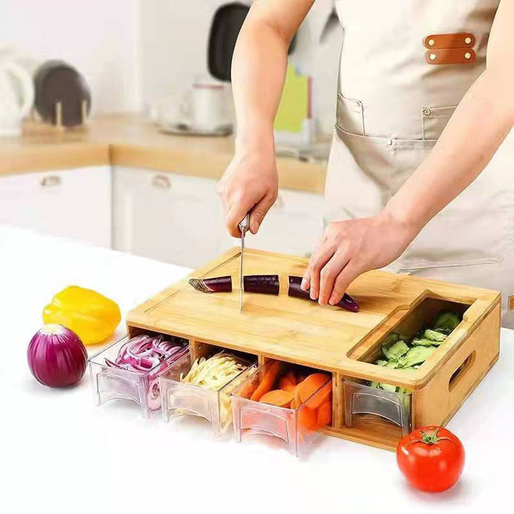 Bamboo Multi-Functional Cutting Board With Storage Box