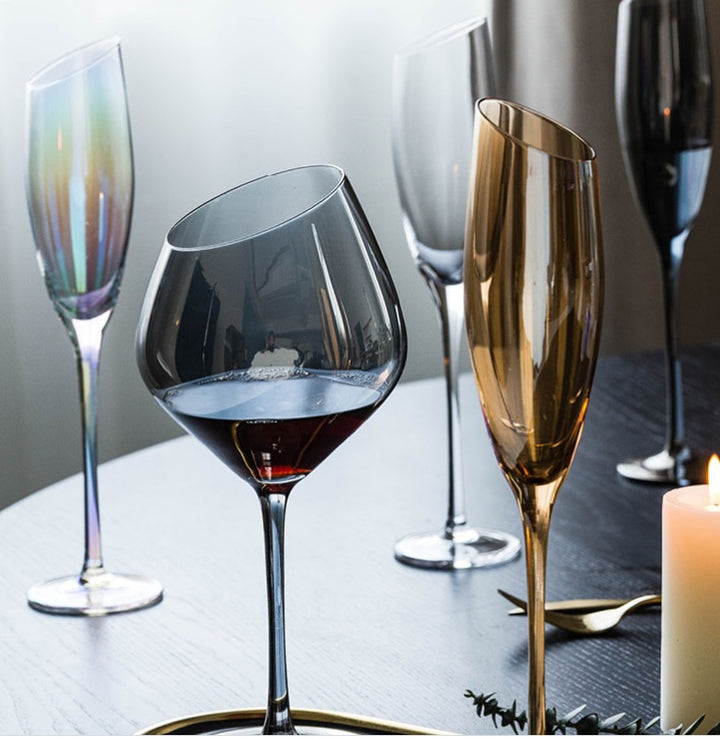 Oblique Mouth Crystal Red Wine and Champagne Glass