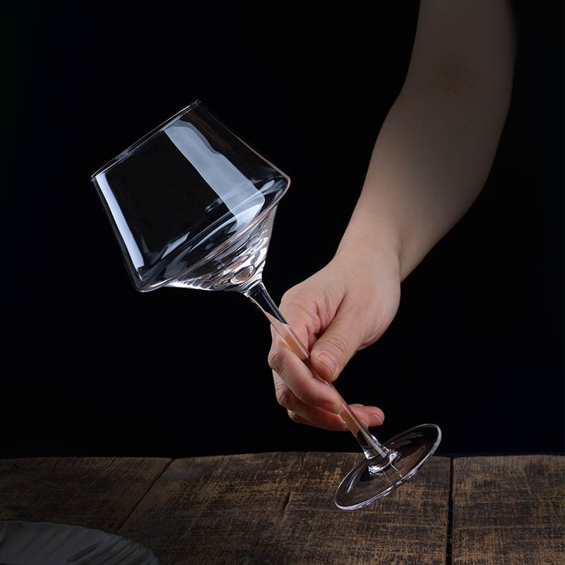 Crystal Burgundy Wine Glass With Golden Trim